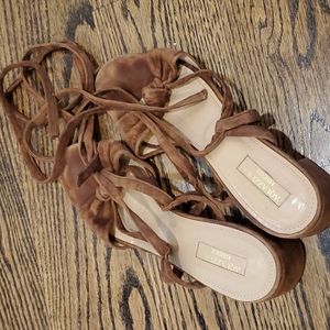 Aquazzura Slingback Heels Size 39.5 EU, 9.5 US, Brown Suede